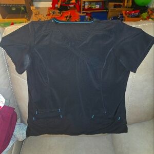 Women's Black with Blue Lining Scrub Set - Medium